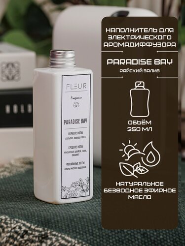 Изображение товара FLEUR Жидкость для аромастанции Paradise Bay ( Райский залив )/ Наполнитель для аромадиффузора CA13363, 250 мл
