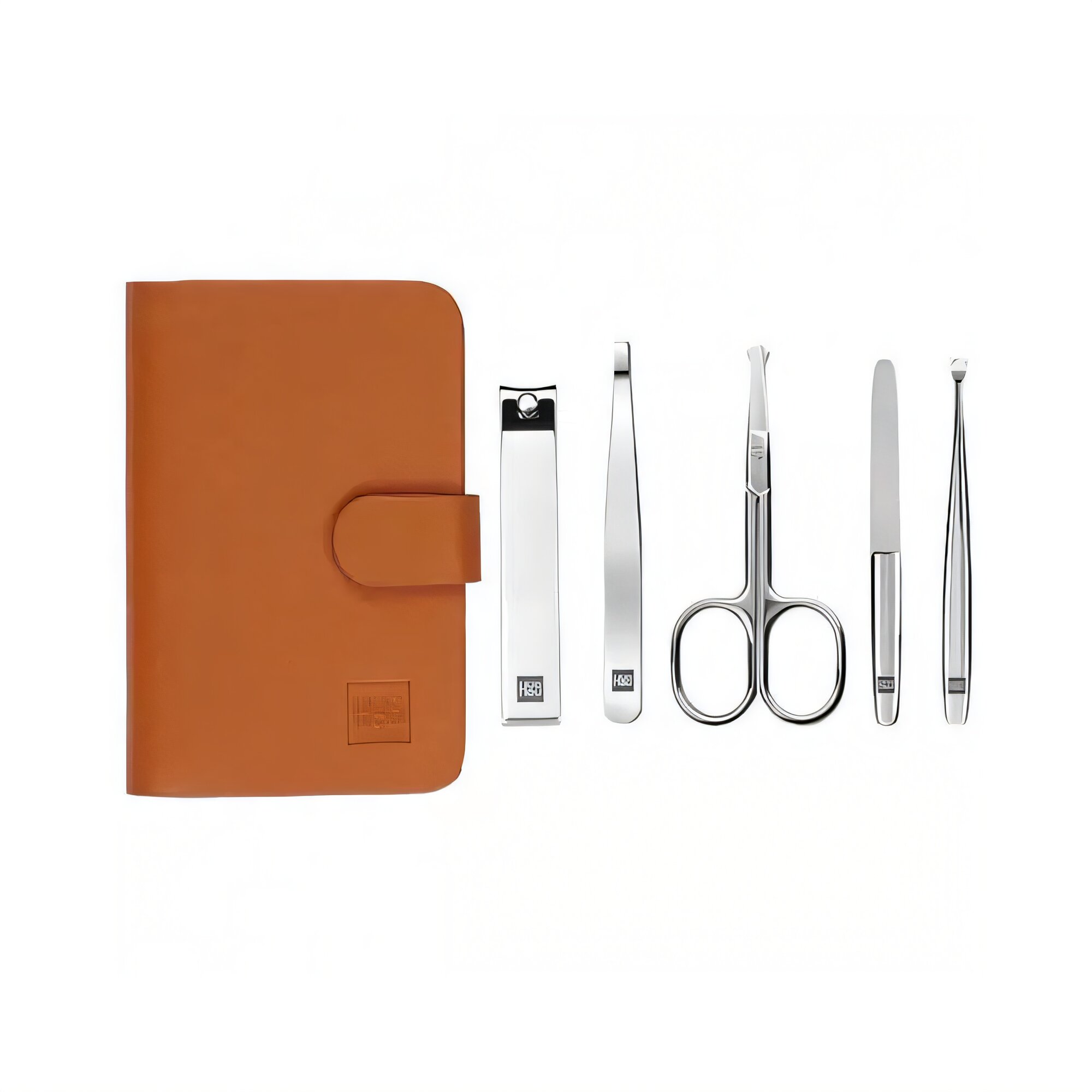 Картинки Маникюрный набор HuoHou (5 предметов) Brown HUO061, для ухода за ногтями, коричневый, компактный.