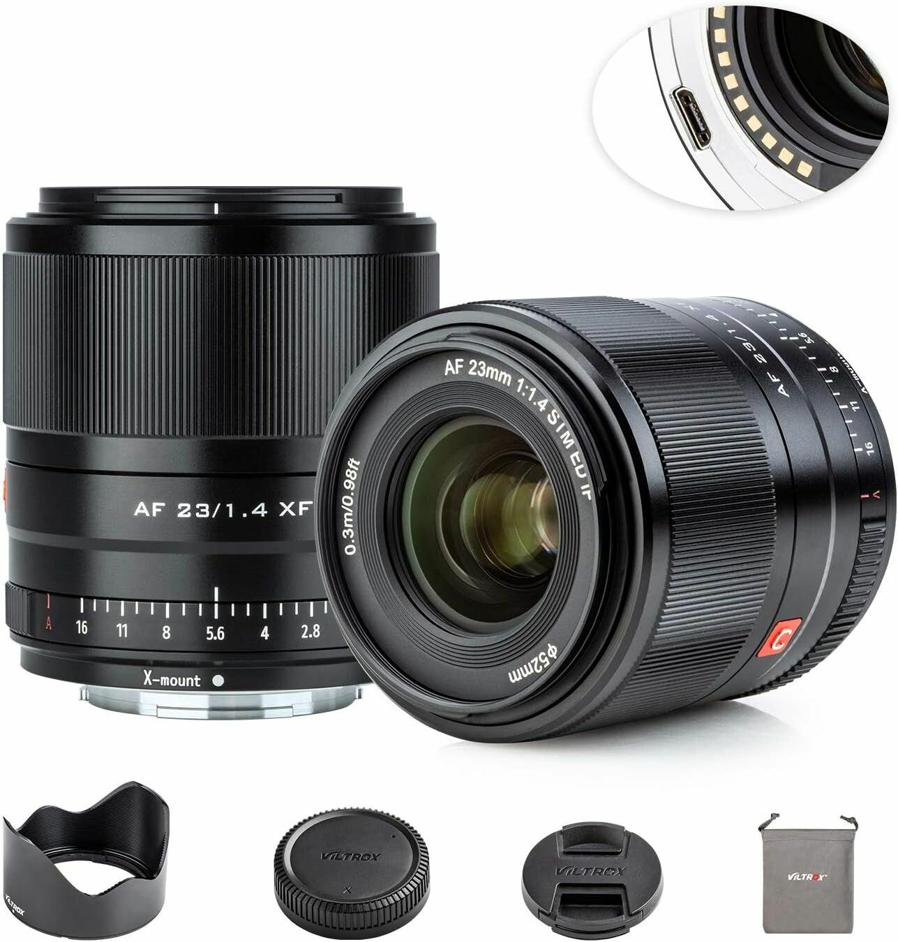 Объектив Viltrox 23 мм f/1.4 F1.4 XF с большой апертурой APS-C STM с автофокусом для камеры Fujifilm Fuji X- черный