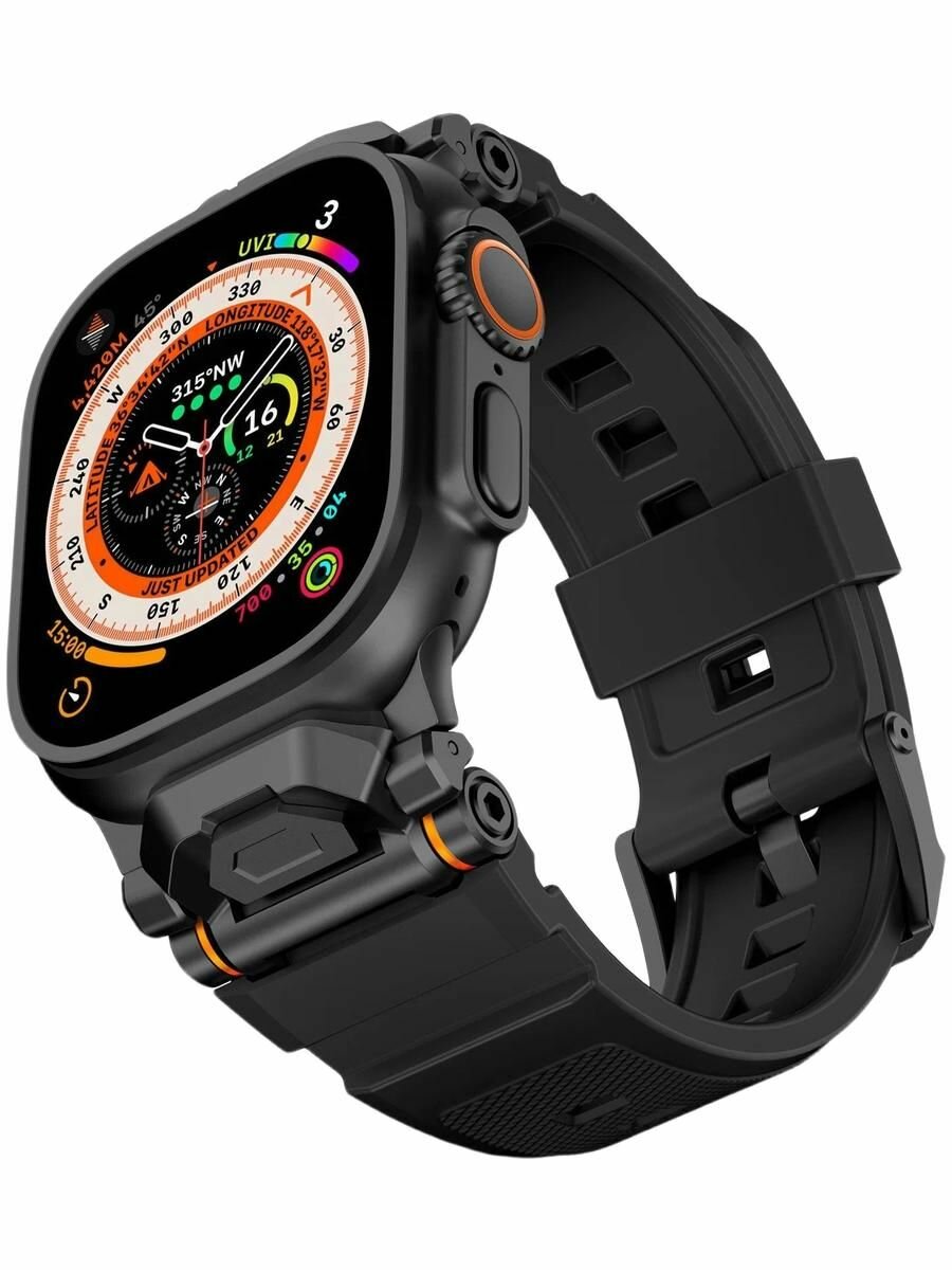 Премиальный ремешок для Apple Watch 42 / 44 / 45 / 46 / Ultra 49 mm All Black V2