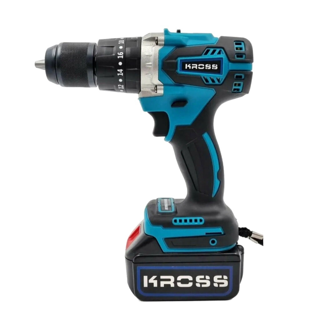 Шуруповерт аккумуляторный ударный Kross KLi128 EC Type 2, 21В, 110 Hм, 2 акк. х 4,0 Ah+з. у.