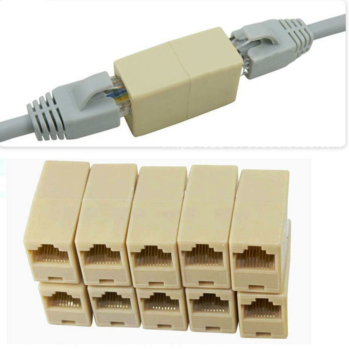 Высокое качество 10 шт. RJ45 CAT5 соединительный штекер сетевой LAN кабель удлинитель разъем адаптер новый рейтинг 4.9