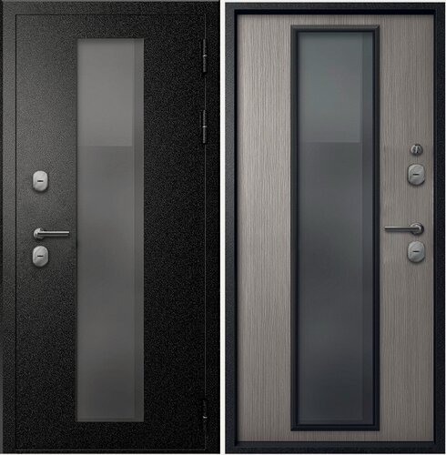 Изображение товара Дверь входная металлическая с терморазрывом Эталон Термо-СП40 Черный букле-Сандал белый 960 левая