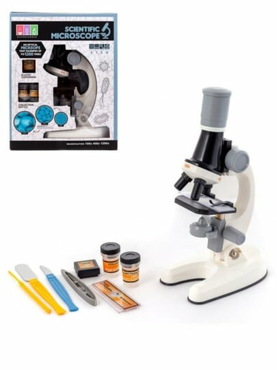 Детский научный микроскоп с 3 линзами и набором аксессуаров для исследований