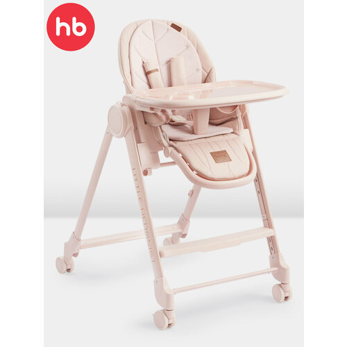 фото Стульчик для кормления happy baby berny lux до 25 кг, шезлонг, 4 повротных колеса, розовый