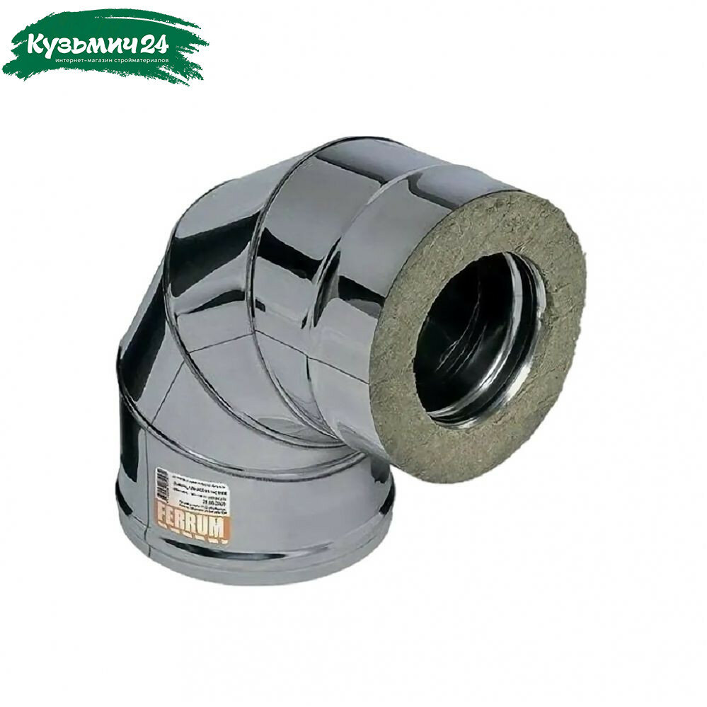 Отвод (колено) дымохода Ferrum d150х210 мм угол 135 гр сталь 0.5 мм сэндвич-конструкция