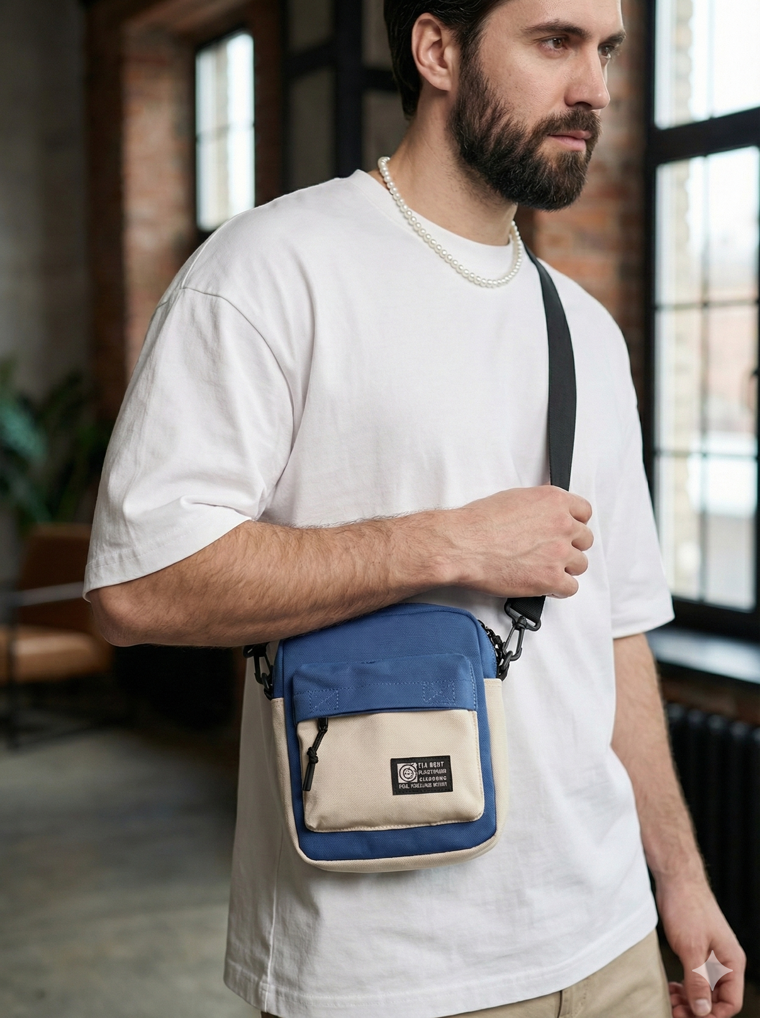 Сумка кросс-боди , фактура гладкая, синий — фото 1