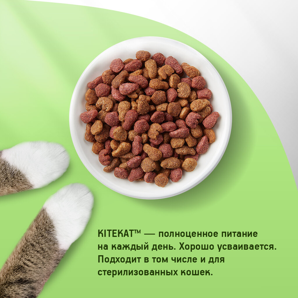 Kitekat корм для взрослых кошек, с аппетитной телятиной 15 кг