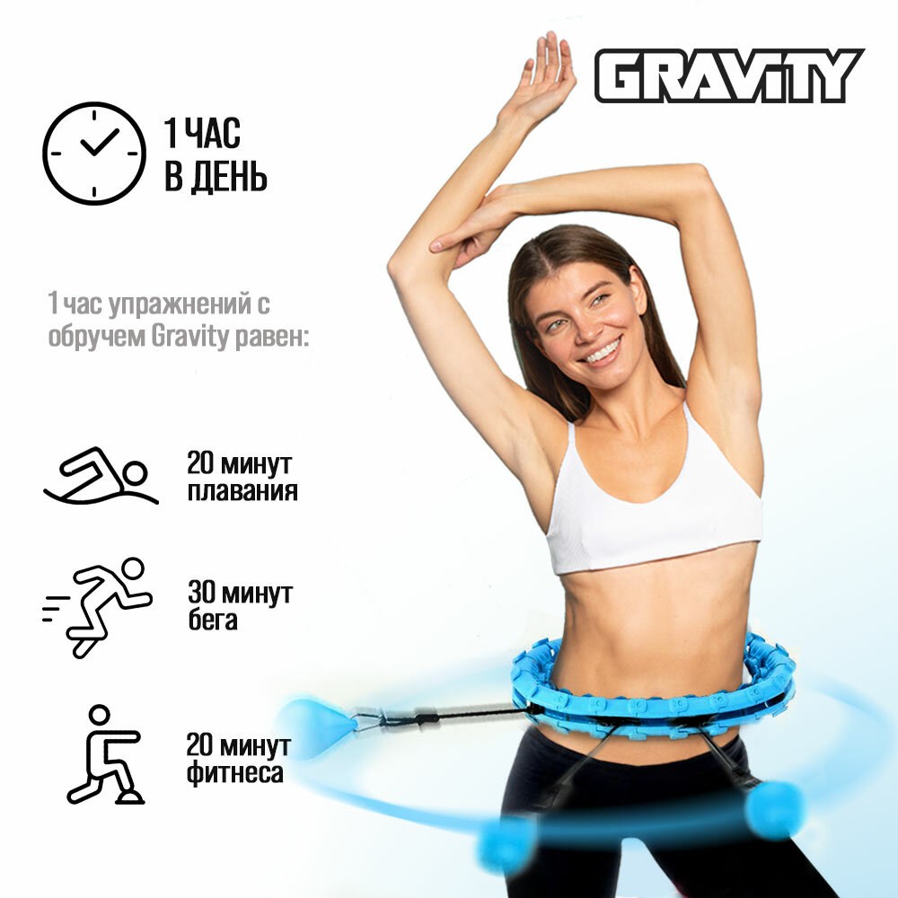 Массажный обруч с мячом для похудения Gravity Hula Hoop (хулахуп), синий