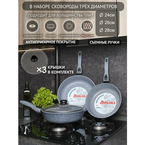 Набор сковородок с крышками
