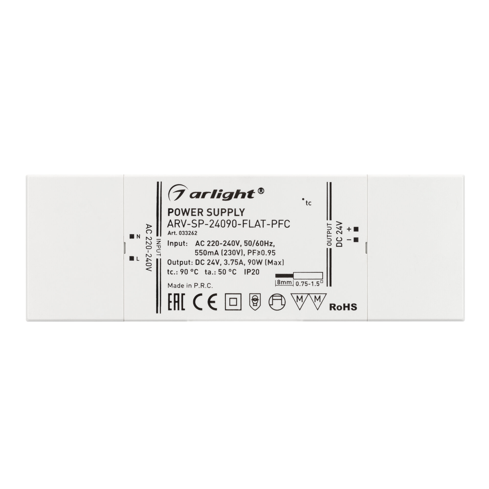 Блок питания Arlight ARV-SP-24012-FLAT-PFC 24V 90W IP20 3,75A / - фото №3