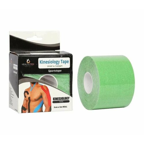 Тейп KinesiologyTape 5см Х 500 см, зеленый пластырь для снятия боли в пояснице 2 упаковки 12 шт
