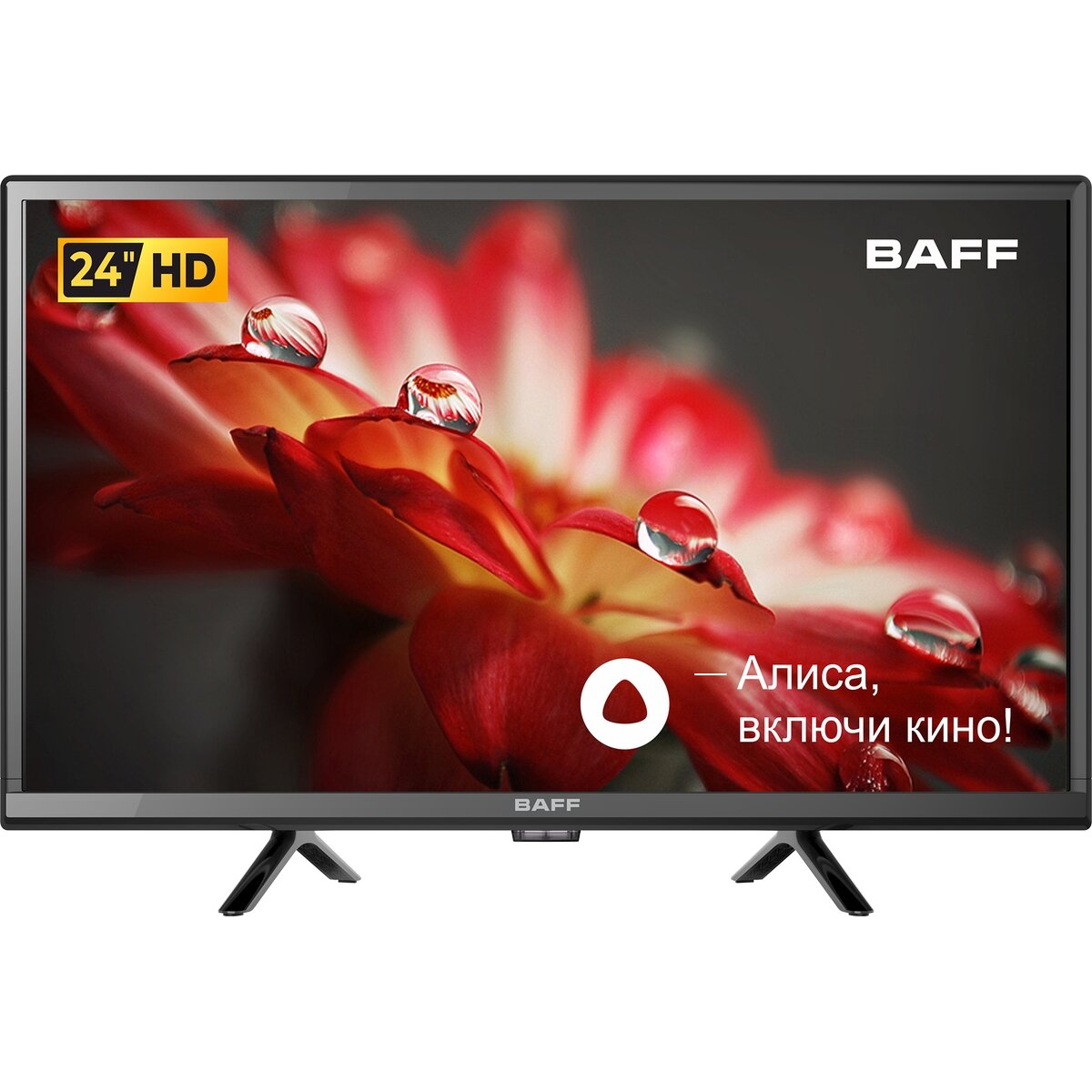 Телевизор BAFF 24Y HD-R 24 дюйма HD Smart TV голосовое управление Алиса Wi-Fi черный