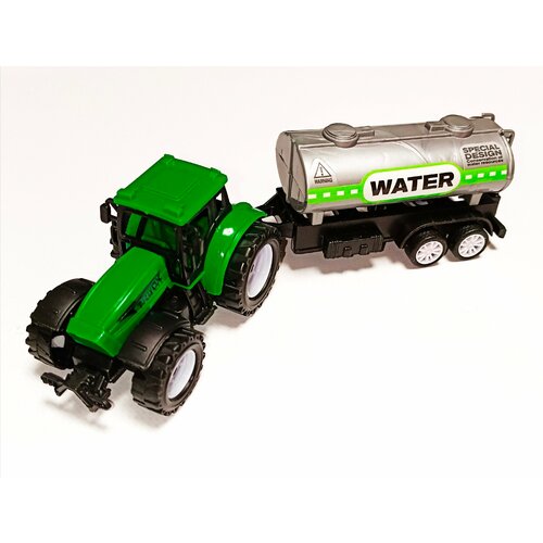 Трактор с цистерной водой цвет зеленый развивающий и обучающий компьютер
