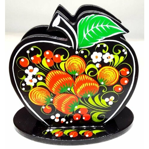 Салфетница яблоко С хохломской росписью