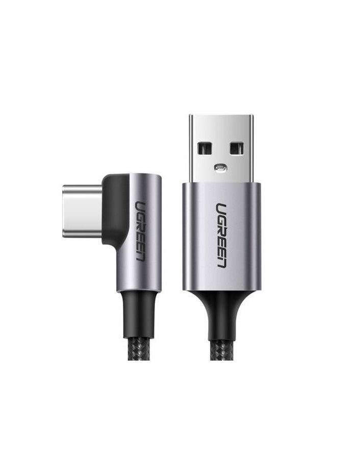 Кабель UGREEN US284 (70255) Angled 90° USB-C Male to USB2.0 A Male 3A Data Cable. 3м. черный