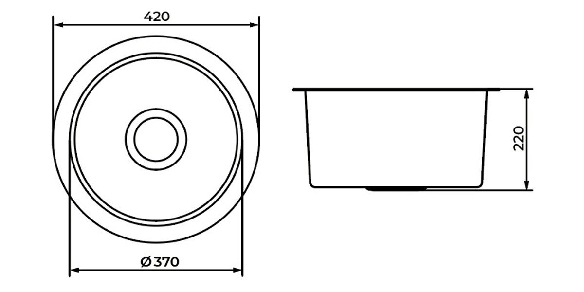 Круглая сварная мойка Premial из нержавеющей стали марки 304 3 мм со сливной арматурой, цвет сатин - фотография № 3