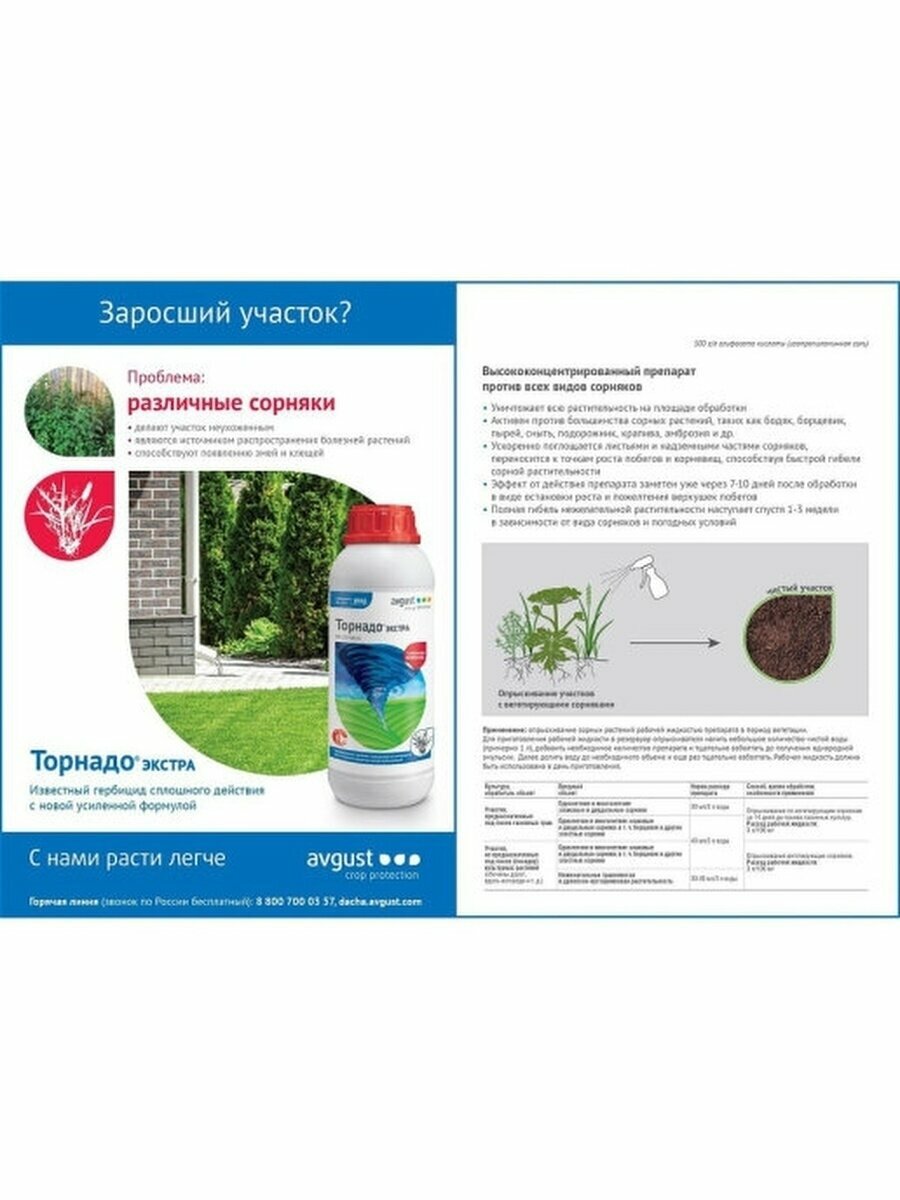 Средство Торнадо экстра август 90 мл, против сорняков - фотография № 8