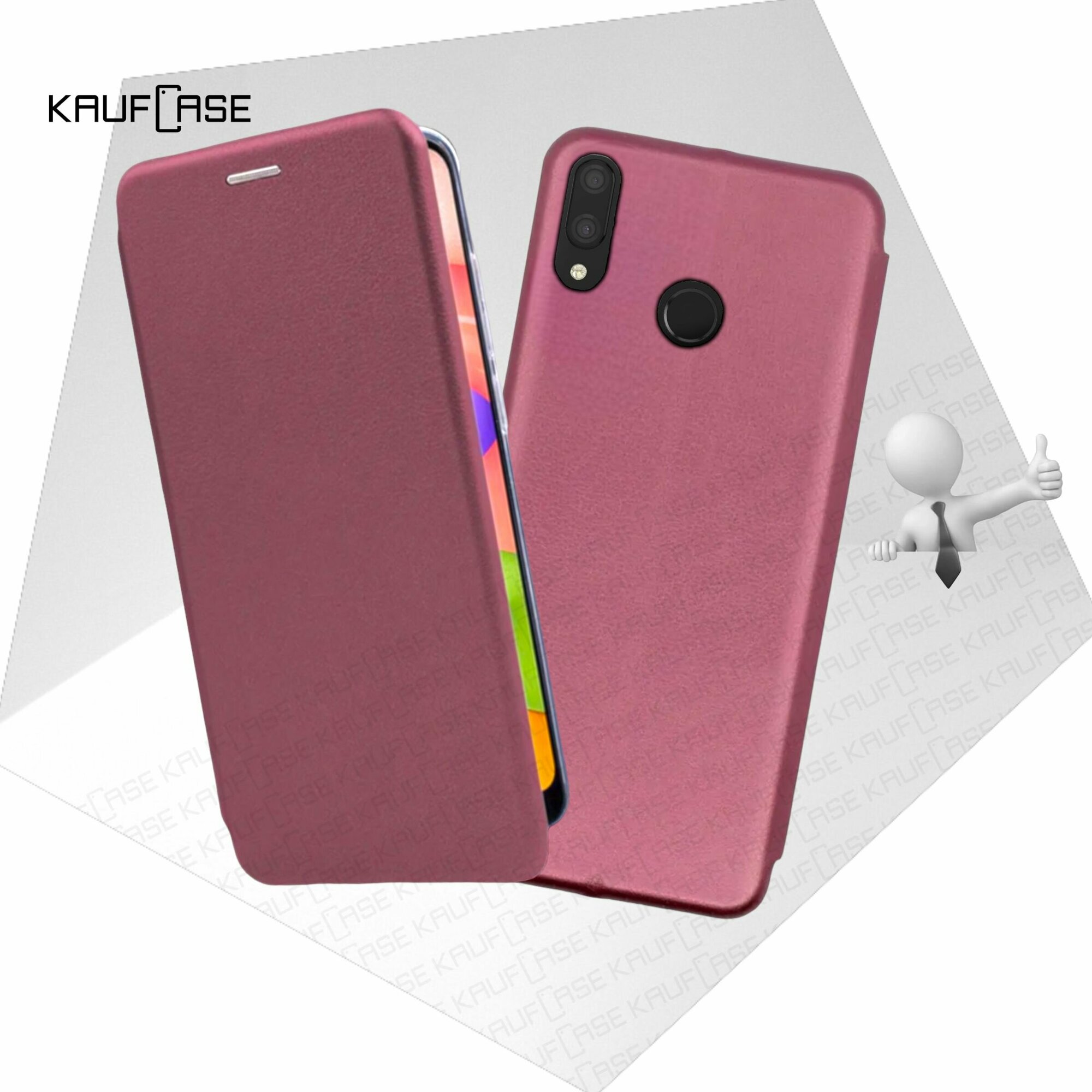 Чехол книжка KaufCase для телефона Huawei Honor 10 Lite /P Smart 2019 (HRY-LX1 /POT-LX1) (6.21"), бордовый. Трансфомер