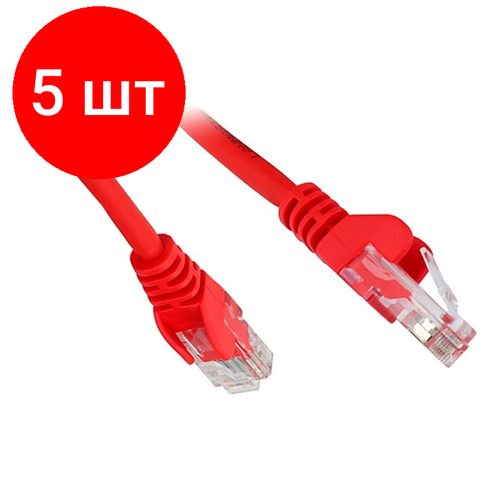 Комплект 5 штук, Патч-корд Lanmaster LSZH UTP Cat.5e, 7.0 м, красный (LAN-PC45/U5E-7.0-RD) патч корд lanmaster 5e категории utp серый 2м lan pc45 u5e 2 0 gy