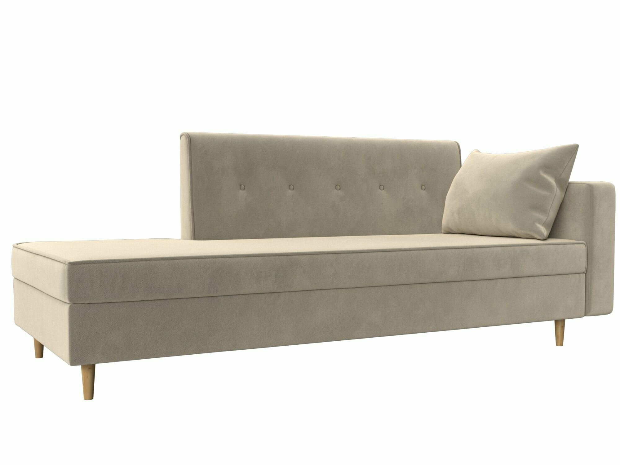 фото Кушетка Тахта Селена правая, Микровельвет бежевый