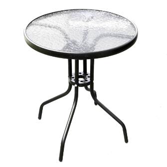 Стол садовый металлический со стеклянной столешницей, диаметр 60 см - фотография № 1