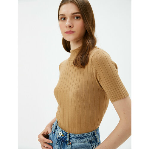 фото Свитер koton, размер 44, коричневый, белый