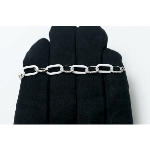 фото Браслет diamant online, серебро, 925 проба, керамика, фианит, длина 18 см.