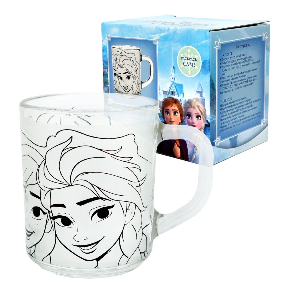 фото Кружка 230 мл, в наборе с красками и кисточкой, "Холодное сердце 2", Хорошие друзья, стекло