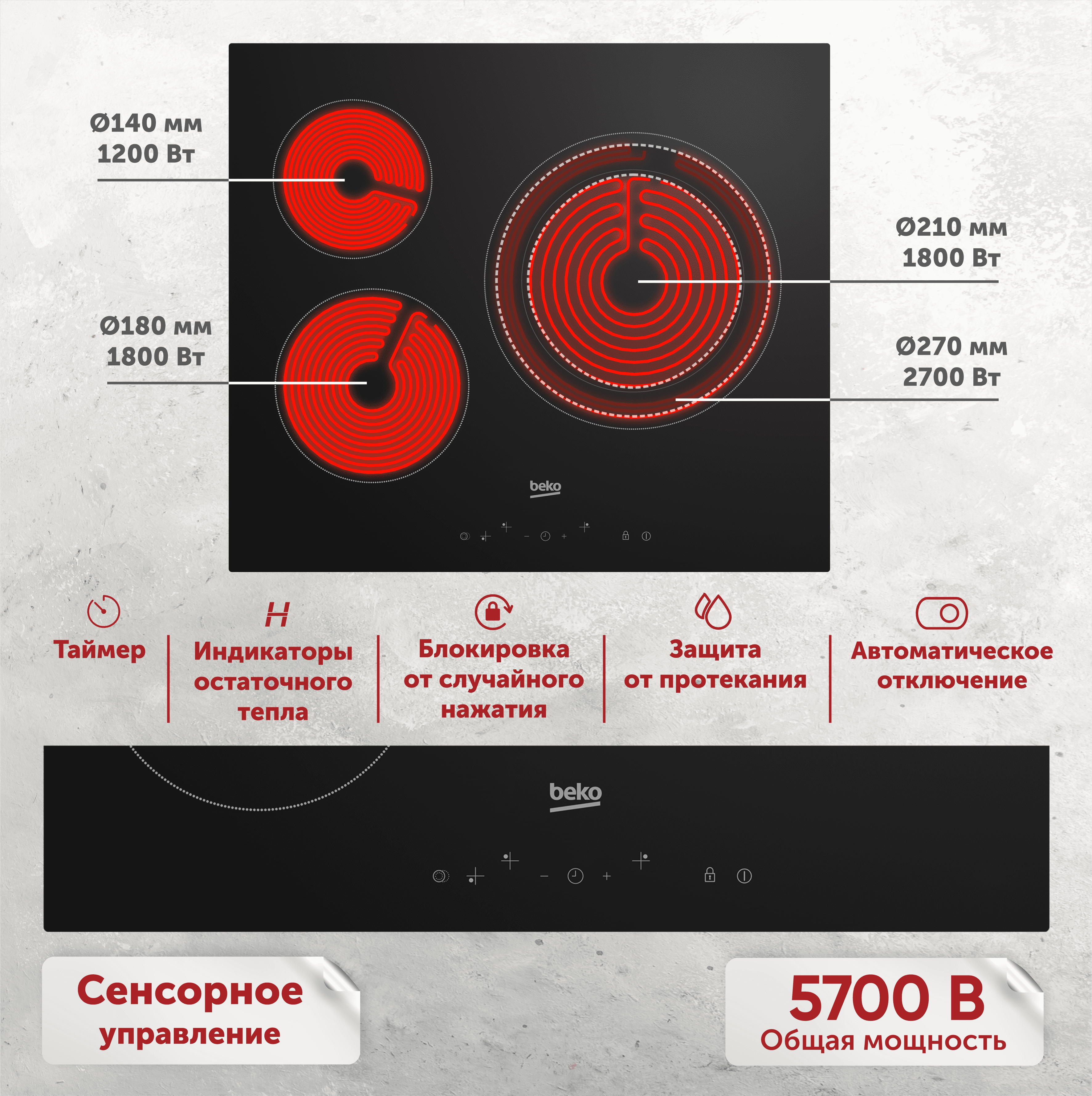 Варочная панель BEKO , электрическая, независимая, черный - фото №19