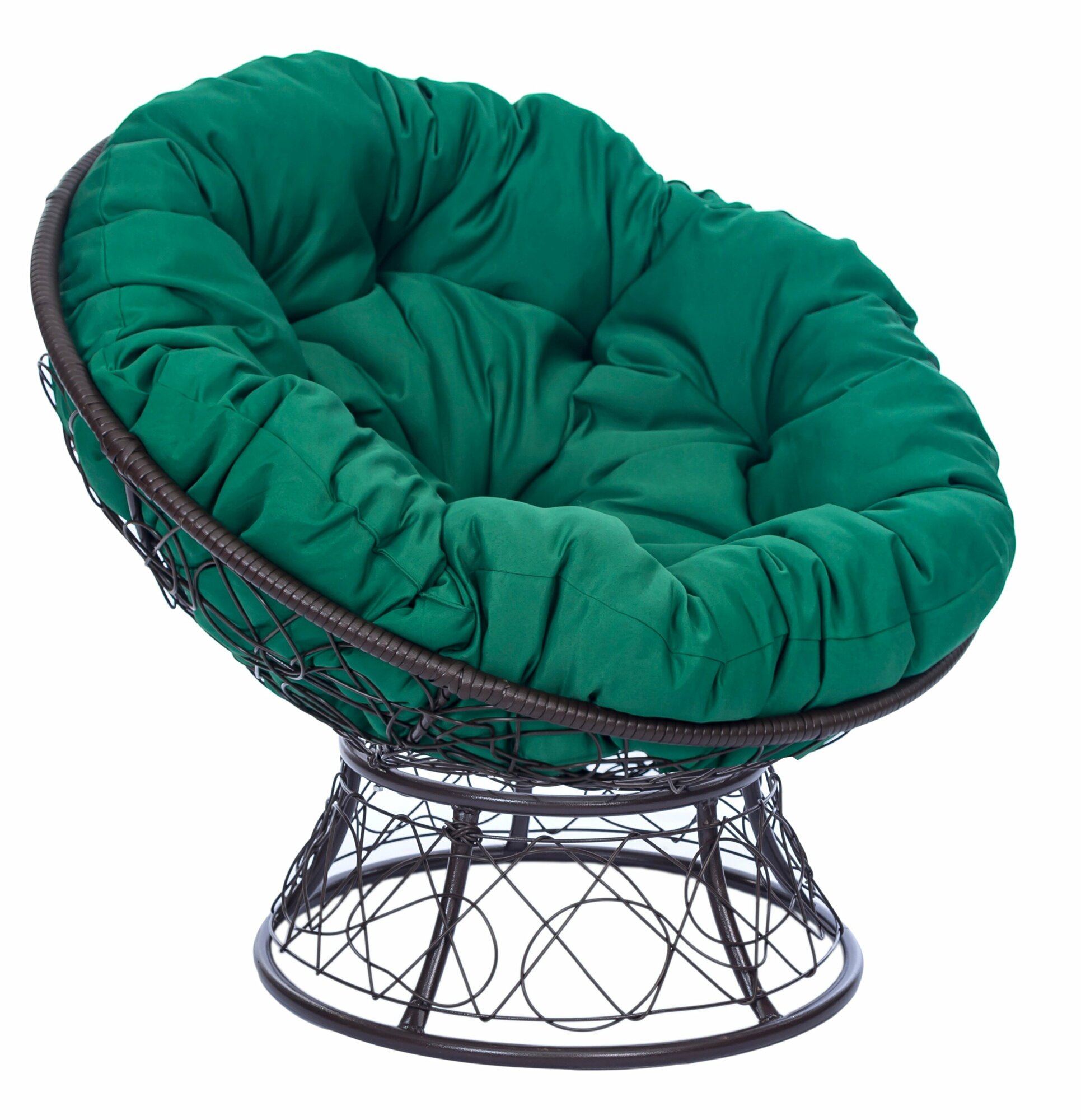 Кресло садовое папасан плюс коричневый + зеленая подушка