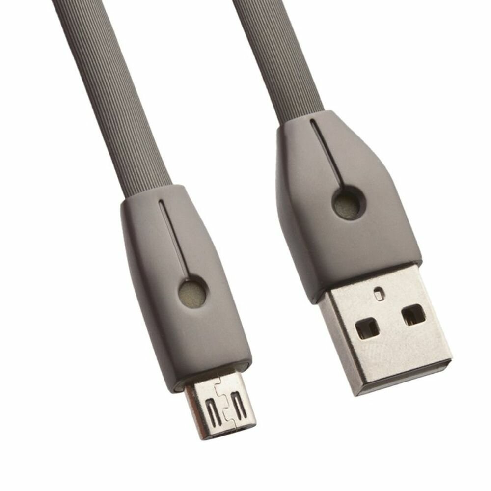 USB кабель Remax Kinght Series Cable RC-043m MicroUSB плоский пластиковые разьемы, черный