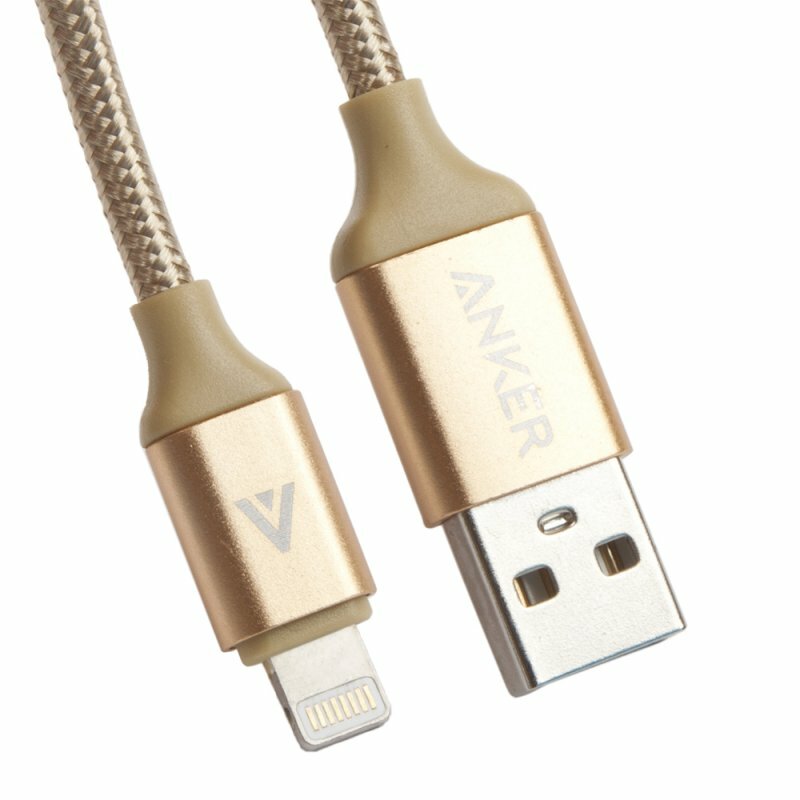USB Дата-кабель ANKER для смартфона Apple Lightning 8-pin, 0.9 метра (золотой, коробка)
