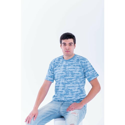 фото Футболка karim принт, размер 48, белый, голубой