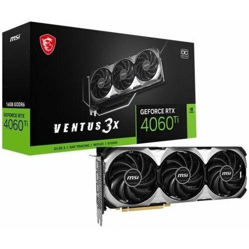 Видеокарта PCI-E MSI GeForce RTX 4060 Ti RTX 4060 Ti VENTUS 3X 16G OC 16GB GDDR6 128bit 5nm 231018000MHz HDMI3DP 6495900₽