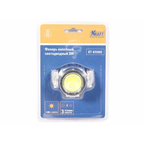 фото Фонарь светодиодный налобный 3w kraft kt 835902