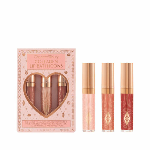 Подарочный набор косметики для макияжа губ Charlotte Tilbury COLLAGEN LIP BATCH ICONS 3x2.6ml ushas сияющий блеск для губ прозрачный