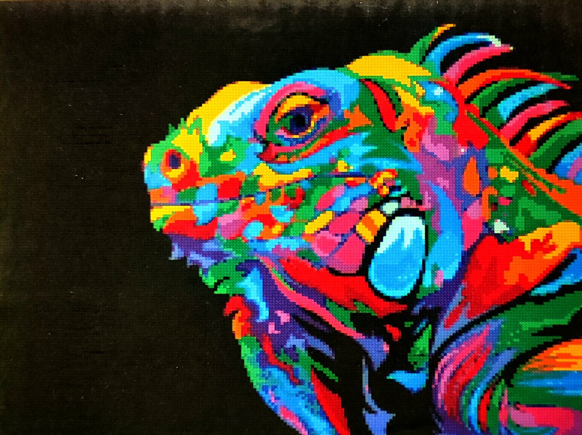 фото Алмазная мозаика квадратные стразы 40*50 радужная игуана, рептилия, поп-арт, абстракция, животные, ящерица, саламандра