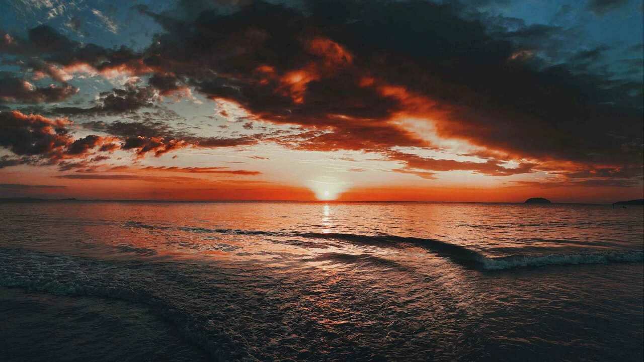 Закат на море рисунок