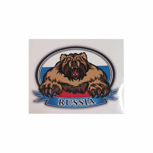 Наклейка-знак виниловая "RUS-флаг медведь" 10х14см (овал) в упаковке AUTOSTICKERS 06811/062617