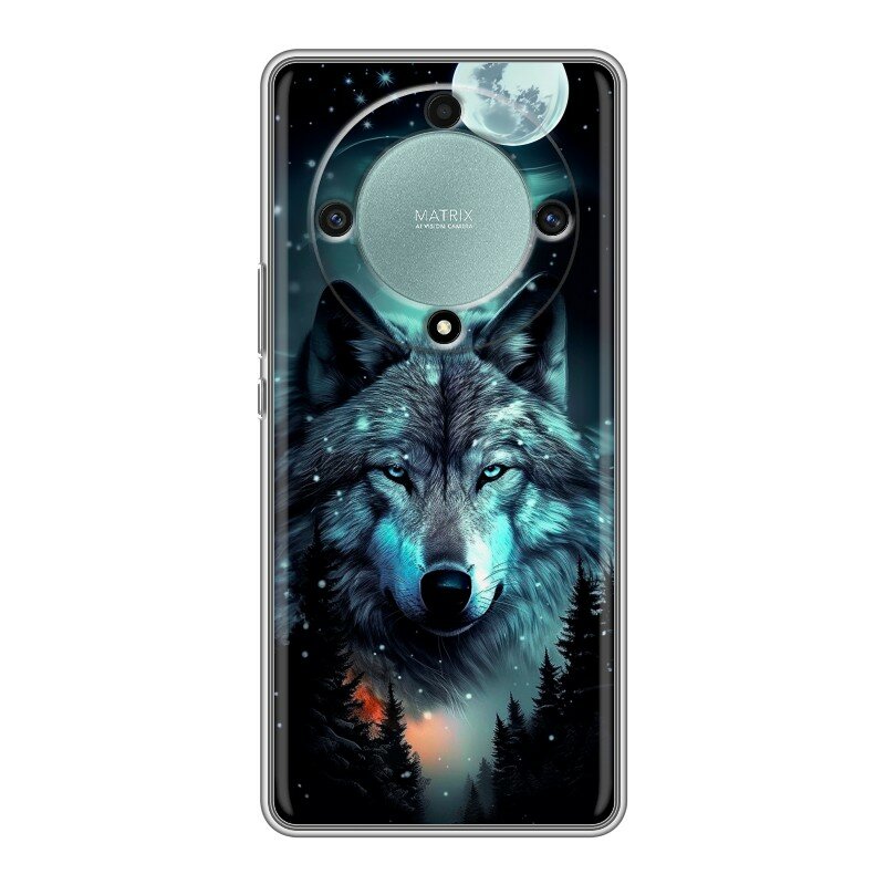 Дизайнерский силиконовый чехол для Хонор Х9а / Huawei Honor X9a Волк и луна