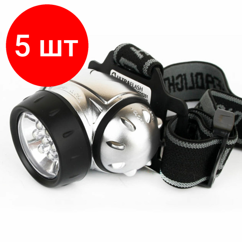 фото Комплект 5 шт, фонарь налобный ultraflash 7хled, 3 режима, питание 3хааа(не в комплекте), led5351