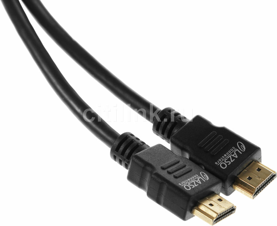 Кабель аудио-видео LAZSO WH-111, HDMI (m) - HDMI (m) , ver 2.0, 0.5м, GOLD, черный [wh-111(0,5m)]