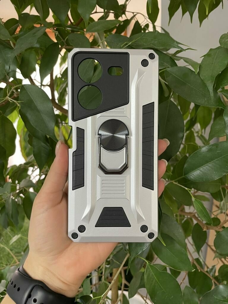 Чехол противоударный для Tecno Pova 5 / Техно Пова 5 military (Серебристый)
