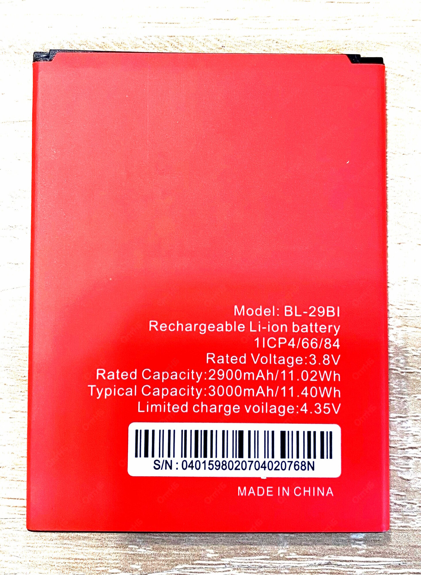 Аккумулятор для телефона Itel A48, A55, S33, S15 Pro (BL-29BI), 3000mAh, 3.8V, OEM