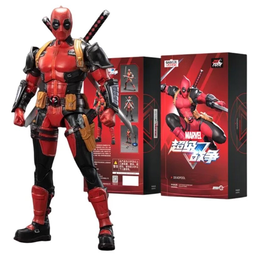 Kоллекционная лицензионная фигурка с аксессуарами от "Marvel/ZD TOYS". "Дэдпул"/ Deadpool. (Классическая комикс версия) Высота - 18 см