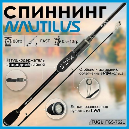 Спиннинг Nautilus FUGU FGS-762L 2.28м 0.6-10гр спиннинг nautilus fugu fgs 802l 244см 0 6 12гр