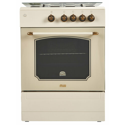 Газовая плита MIU 6017 GKRPCH ретро бежевая 60 см с чугунными решетками электроподжиг 2 режима работы духовки 2737000₽