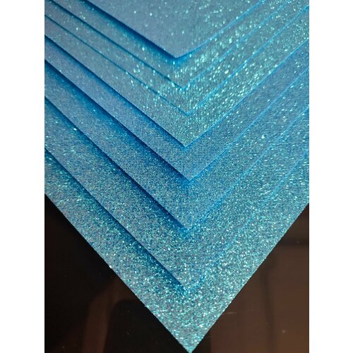 Нетканый материал с голубым глиттером, 8 листов