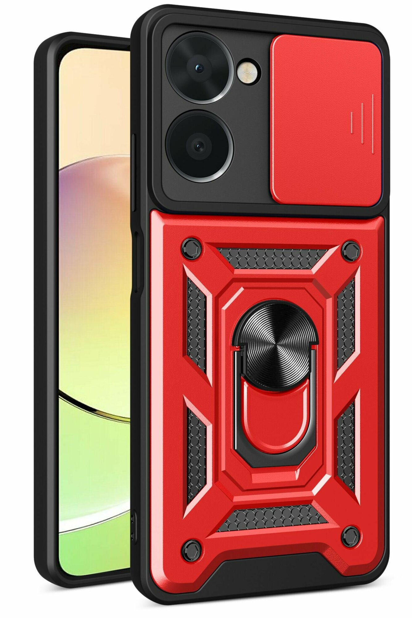 Чехол противоударный для Realme C33 / Реалми С33 с защитой камеры armors (Красный)